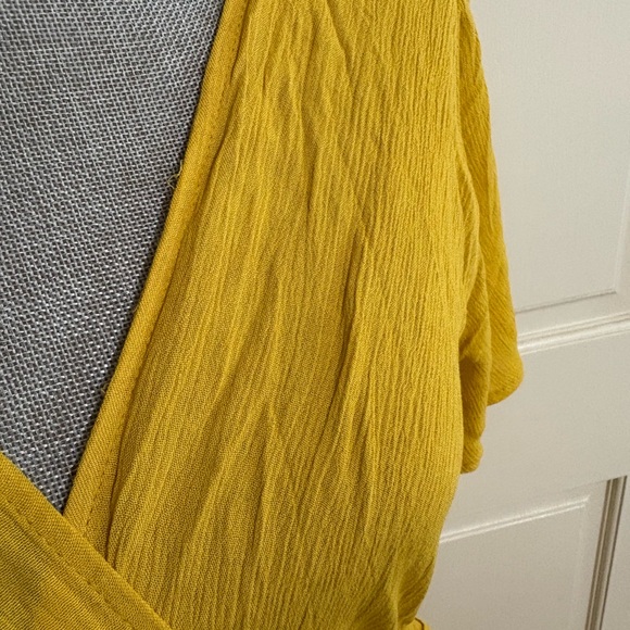 Lulus Much Obliged Yellow Wrap Maxi Dress NWT Flutter Sleeve Wedding Guest - Picture 4 of 8